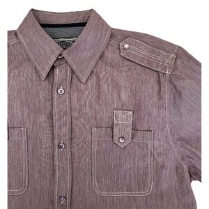 Company 81 Mens Shirt L Pink Long Sleeve Roll Tab Snap Pockets & Shoulder Straps
